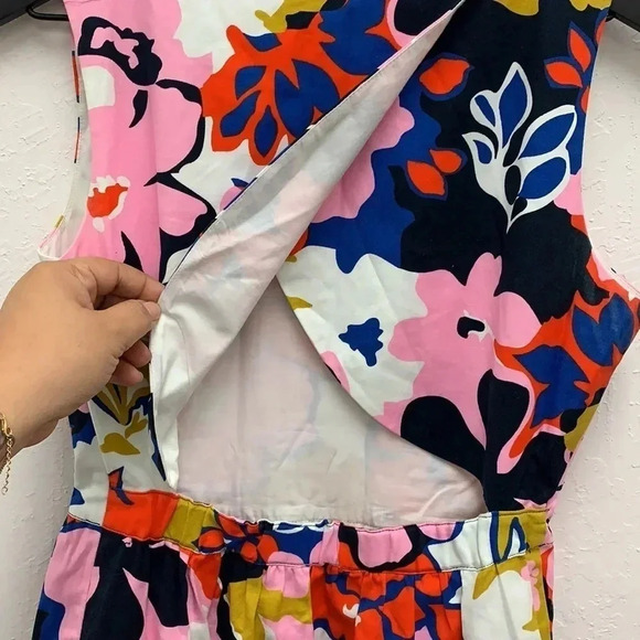 Anthropologie Whit Two Petalprint Cross-Back Dress Multi Tiki Floral Size 4 - Picture 10 of 10